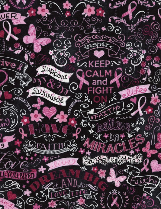 BREAST CANCER AWARENESS cotton fabric by the half yard TIMELESS TREASURES!