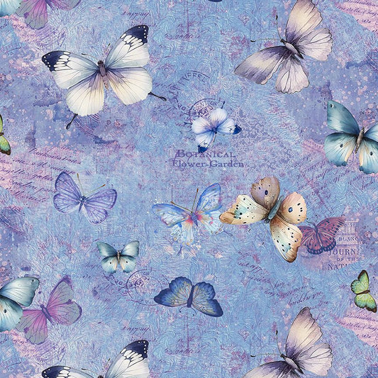 BUTTERFLIES BOTANICAL POSTE cotton fabric by the half yard TIMELESS TREASURES!
