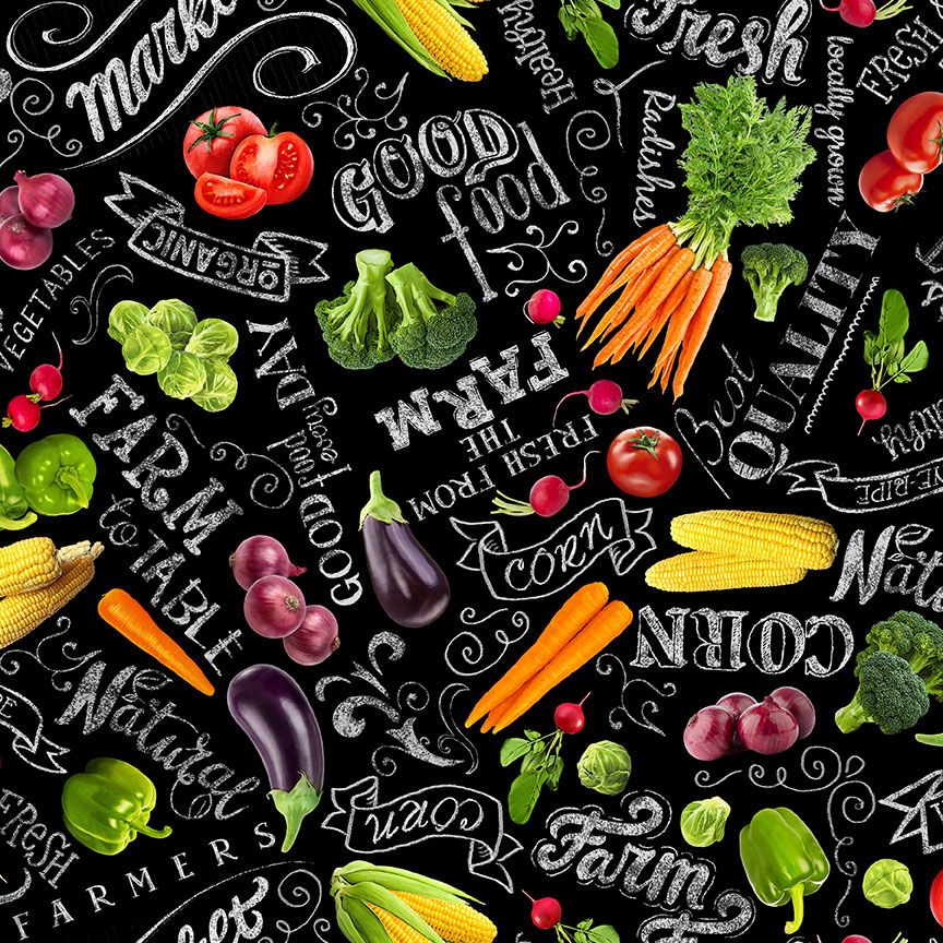 VEGETABLE PRODUCE FARMER'S MARKET cotton fabric by the half yard TIMELESS TREASURES!
