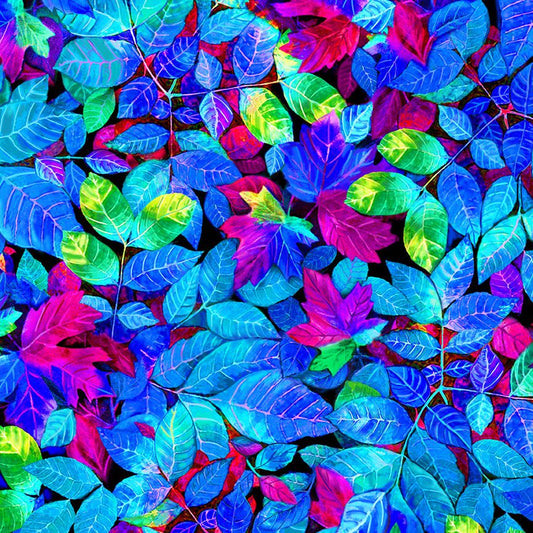 VIBRANT PACKAGED LEAVES cotton fabric by the half yard TIMELESS TREASURES!