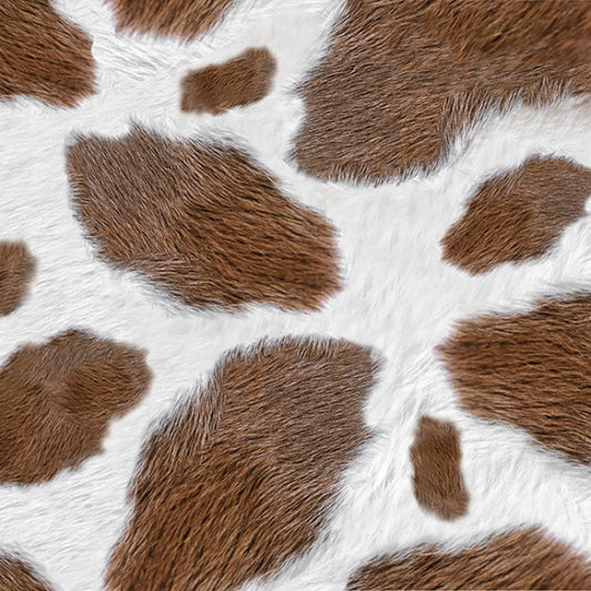 COW PRINT BROWN SPOTS WHITE FUR cotton fabric by the half yard HOFFMAN!