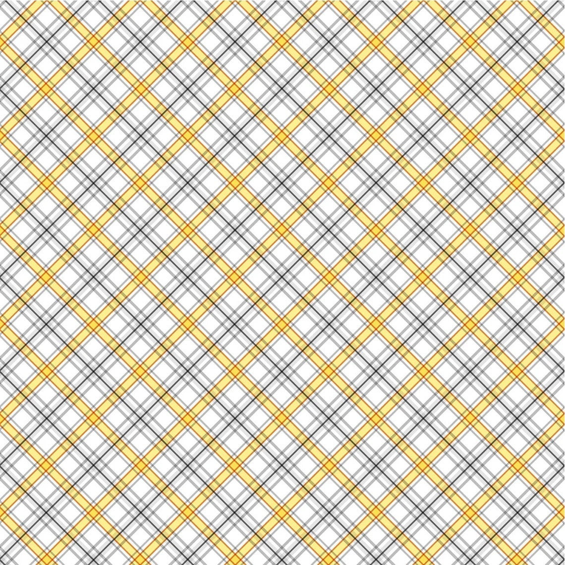 YELLOW AND GRAY PLAID ON WHITE cotton fabric by the half yard MICHAEL MILLER!