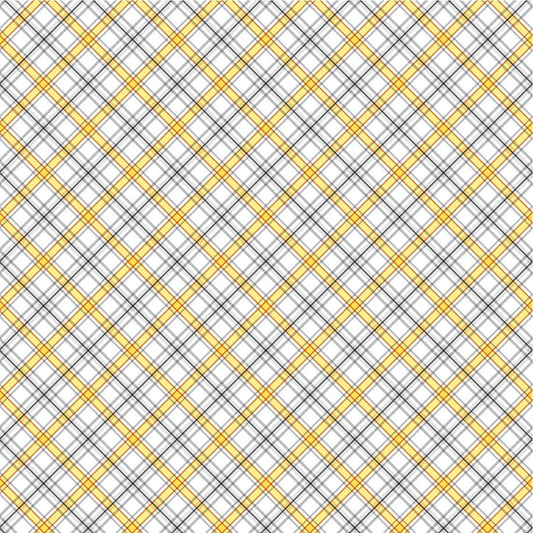 YELLOW AND GRAY PLAID ON WHITE cotton fabric by the half yard MICHAEL MILLER!
