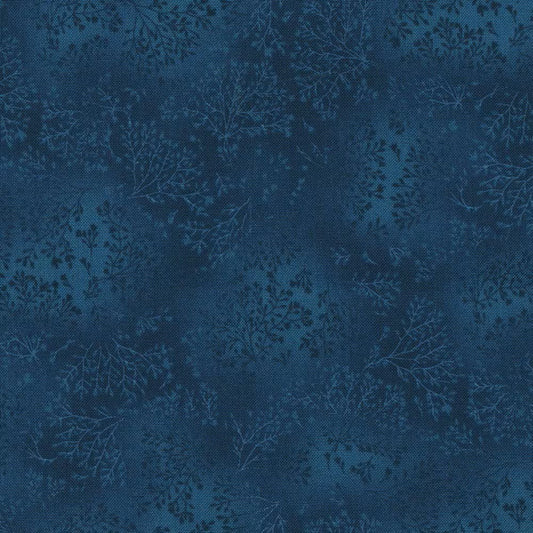 FUSIONS ~ DEEP OCEAN ~ BLUE BLENDER BRANCHES cotton fabric by the half yard ROBERT KAUFMAN!