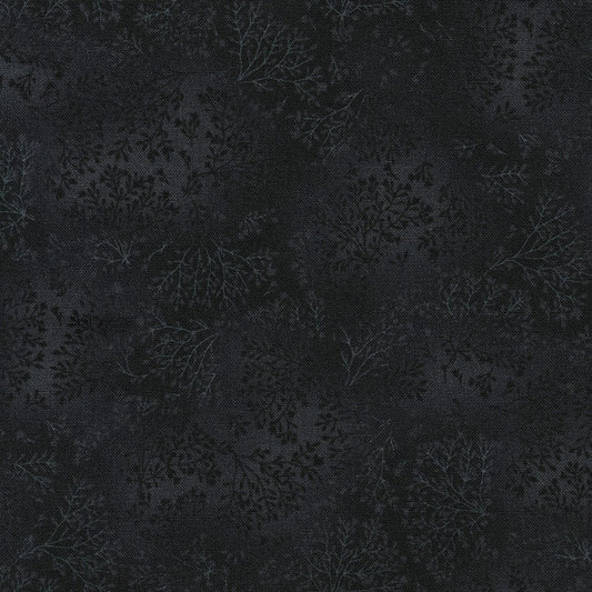 FUSIONS ~ JET ~ BLACK BLENDER BRANCHES cotton fabric by the half yard ROBERT KAUFMAN!