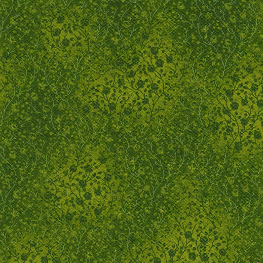FUSIONS ~ OLIVE ~ GREEN BLENDER FLORAL BRANCHES cotton fabric by the half yard ROBERT KAUFMAN!