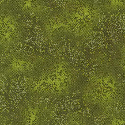 FUSIONS ~ OLIVE ~ GREEN BLENDER BRANCHES cotton fabric by the half yard ROBERT KAUFMAN!